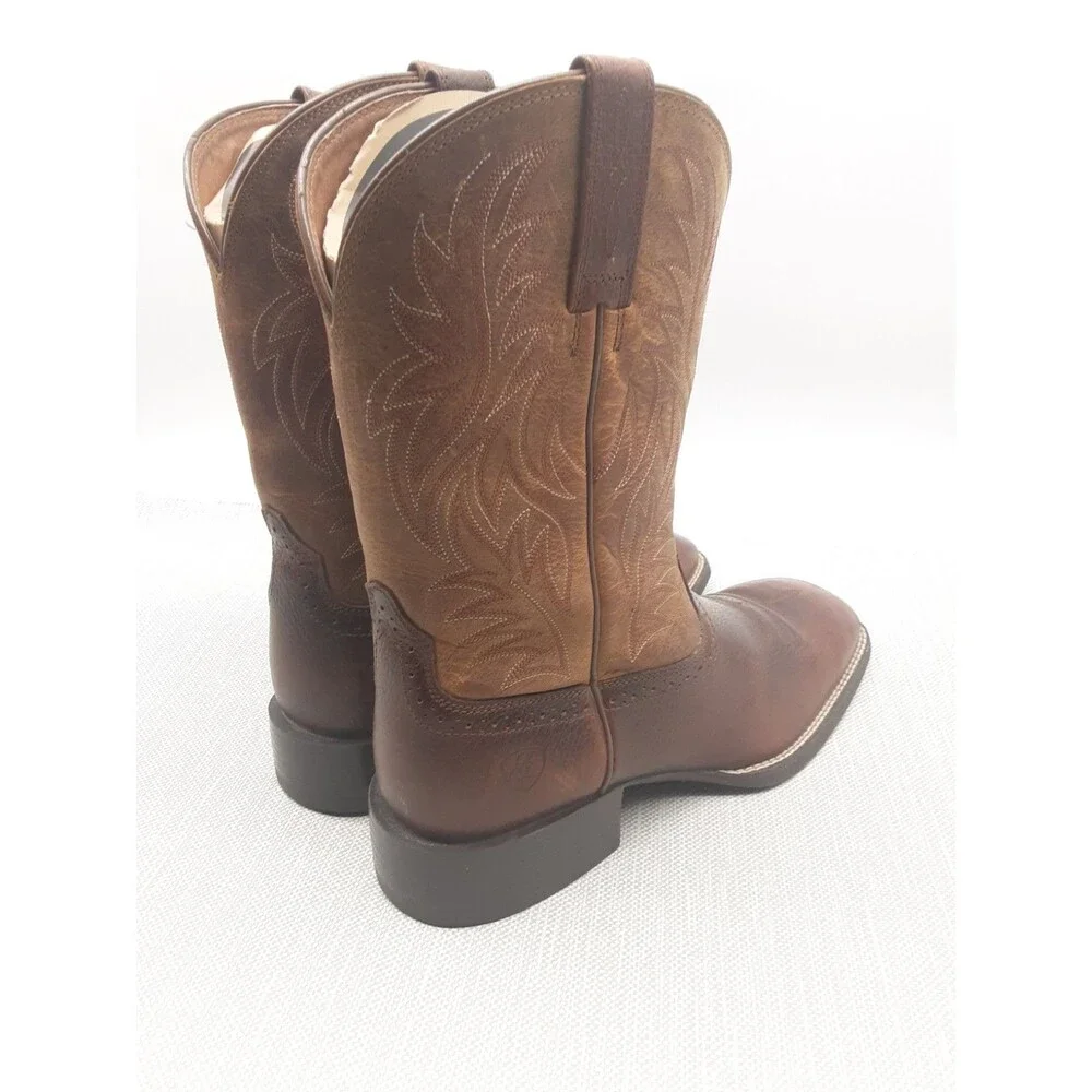 Ariat Size 10 EE Brown Boots Western Cowboy Square Toe Biker 10016291 Flaw